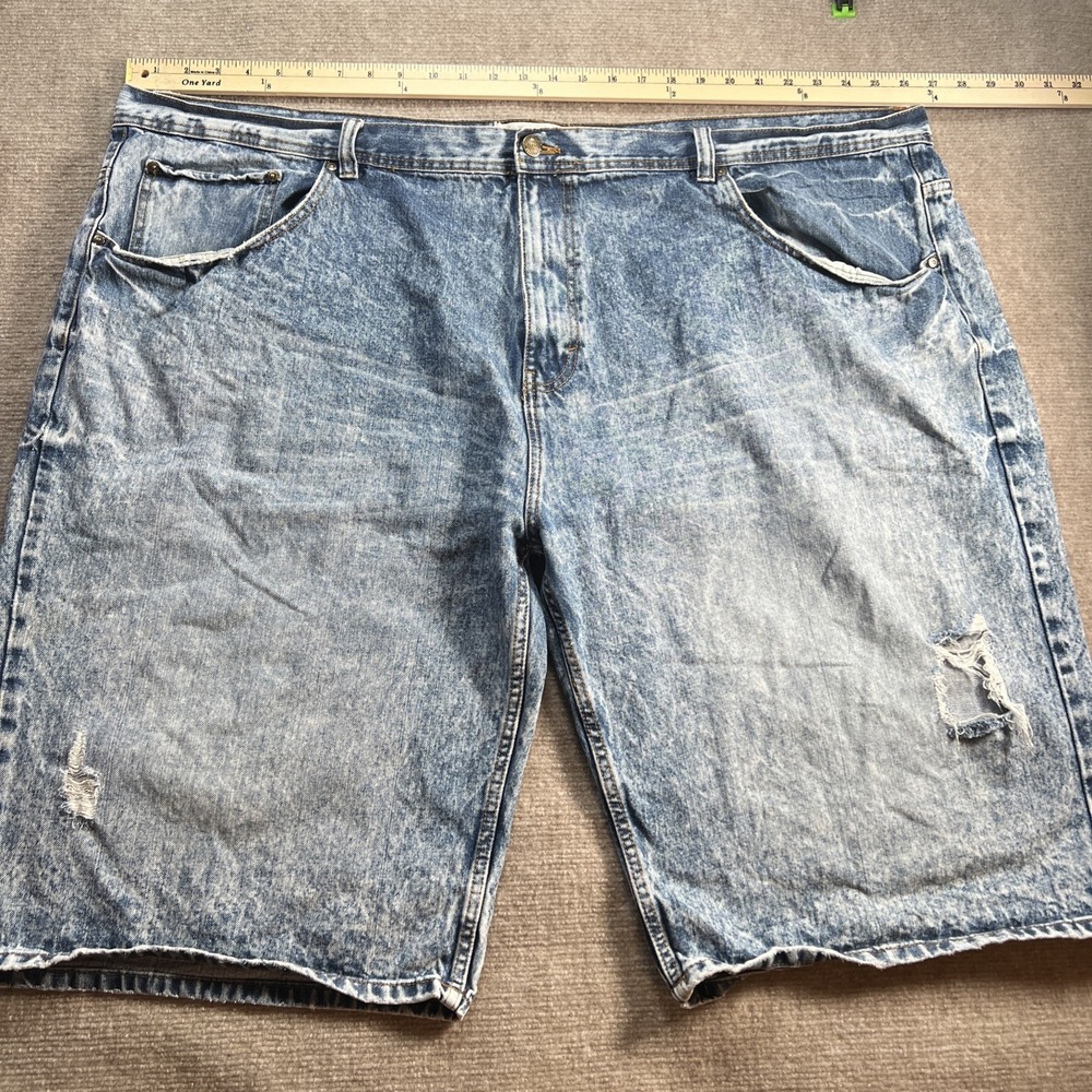 Akademiks Jeanius Men Denim Shorts‎ Jorts Bermuda Distressed Blue Jeans 52